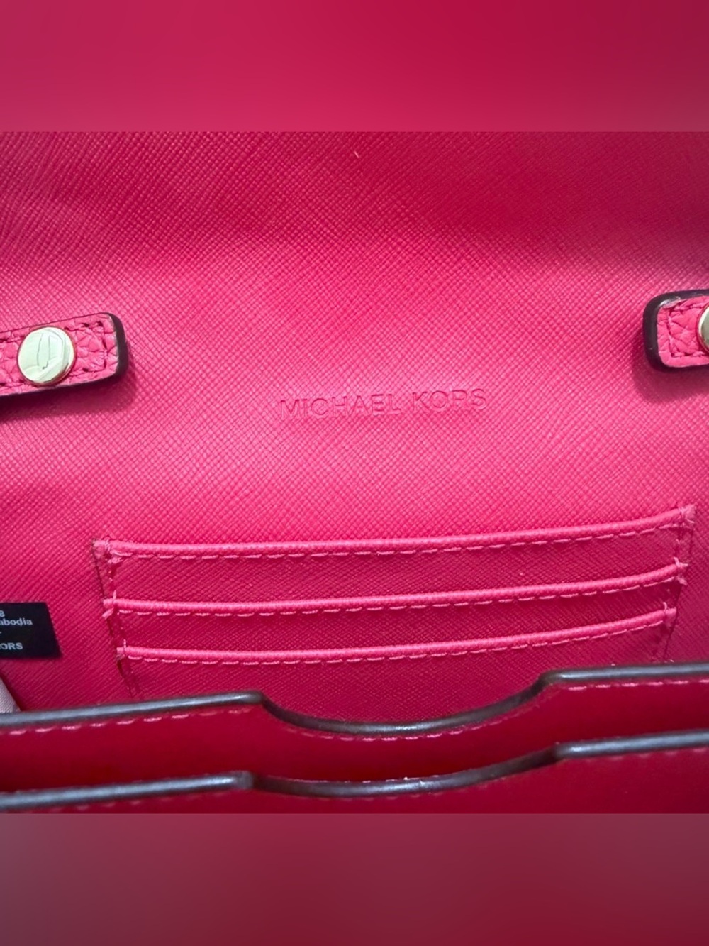 Michael Kors Hot Pink Pebbled Leather Crossbody with Gold MK Emblem ๐ฉท๐ - Picture 3 of 4